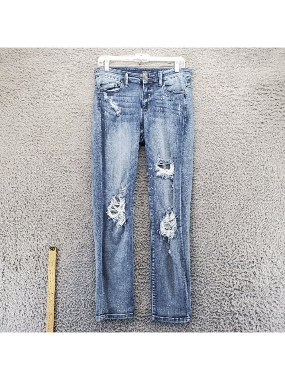 Judy Blue Jeans Womens 7/28 Blue Distressed Relaxed Boyfriend Fit